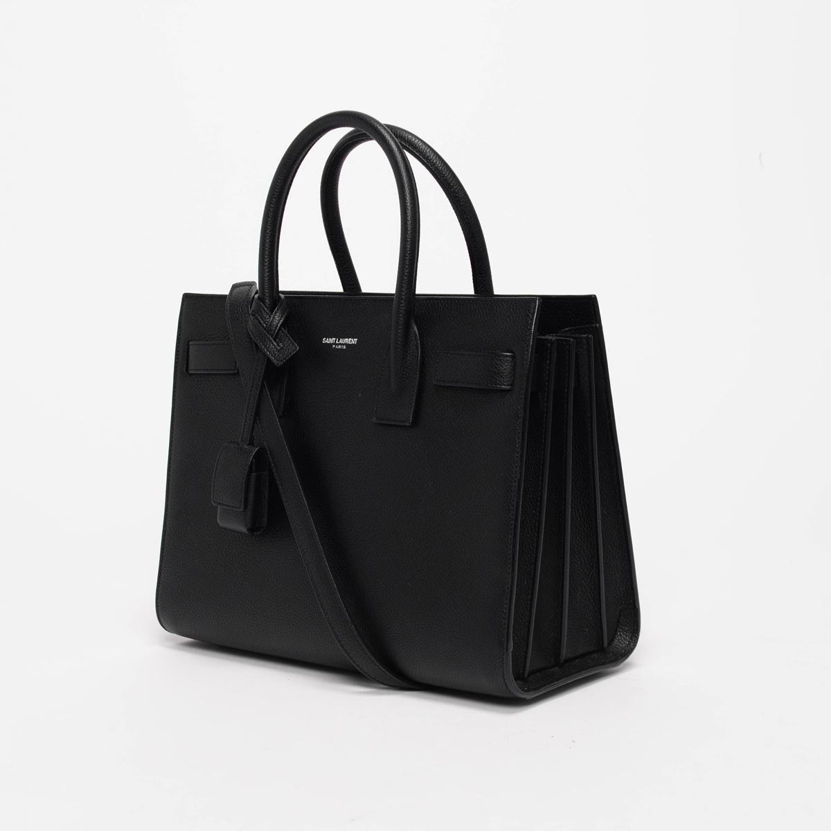 Saint Laurent Black Grained Calfskin Baby Sac de Jour Tote