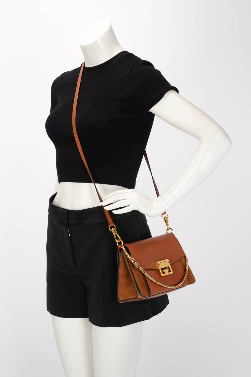 Givenchy Chestnut Goatskin & Suede Small GV3 Bag