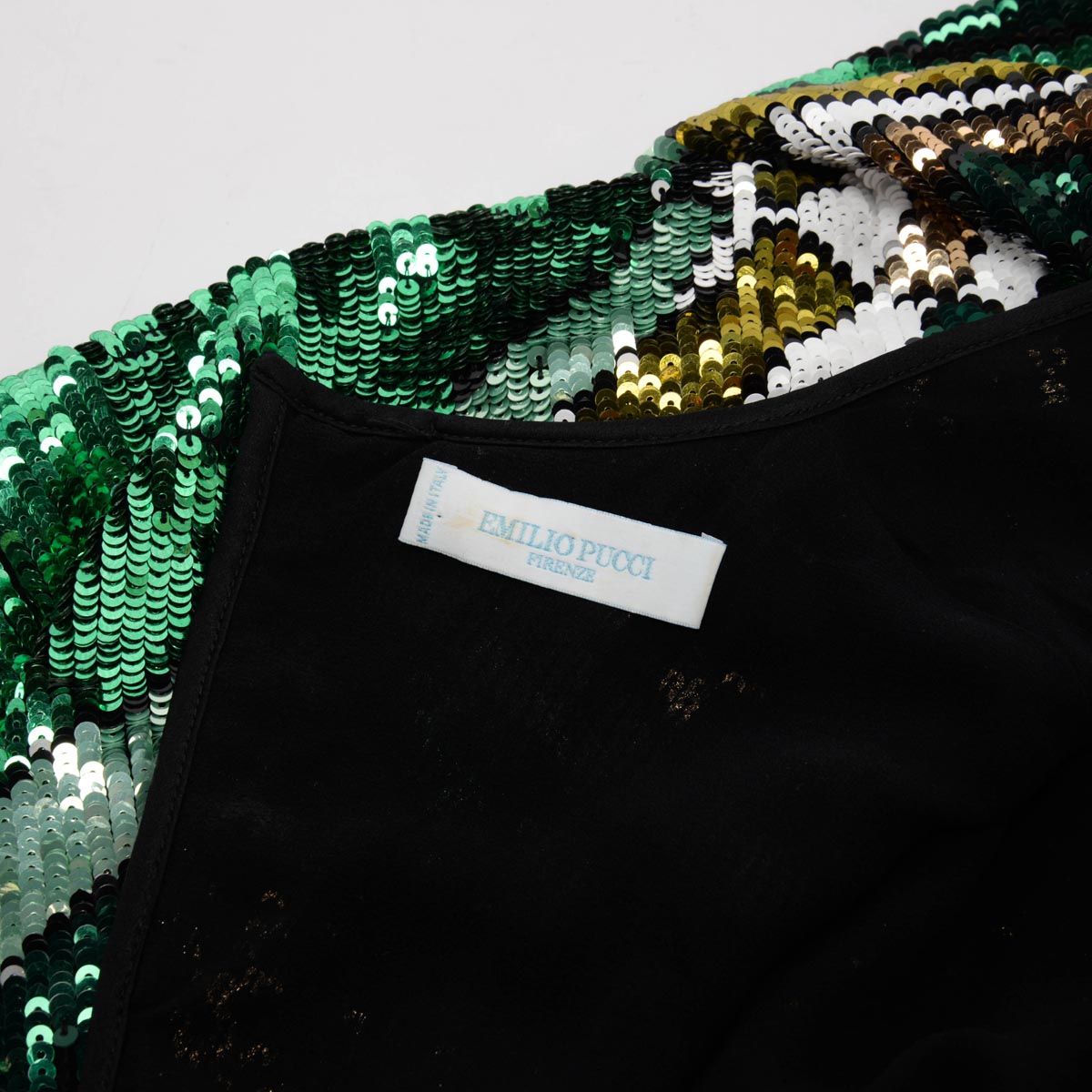 Emilio Pucci Emerald Sequin Encrusted Open Back Dress IT 44