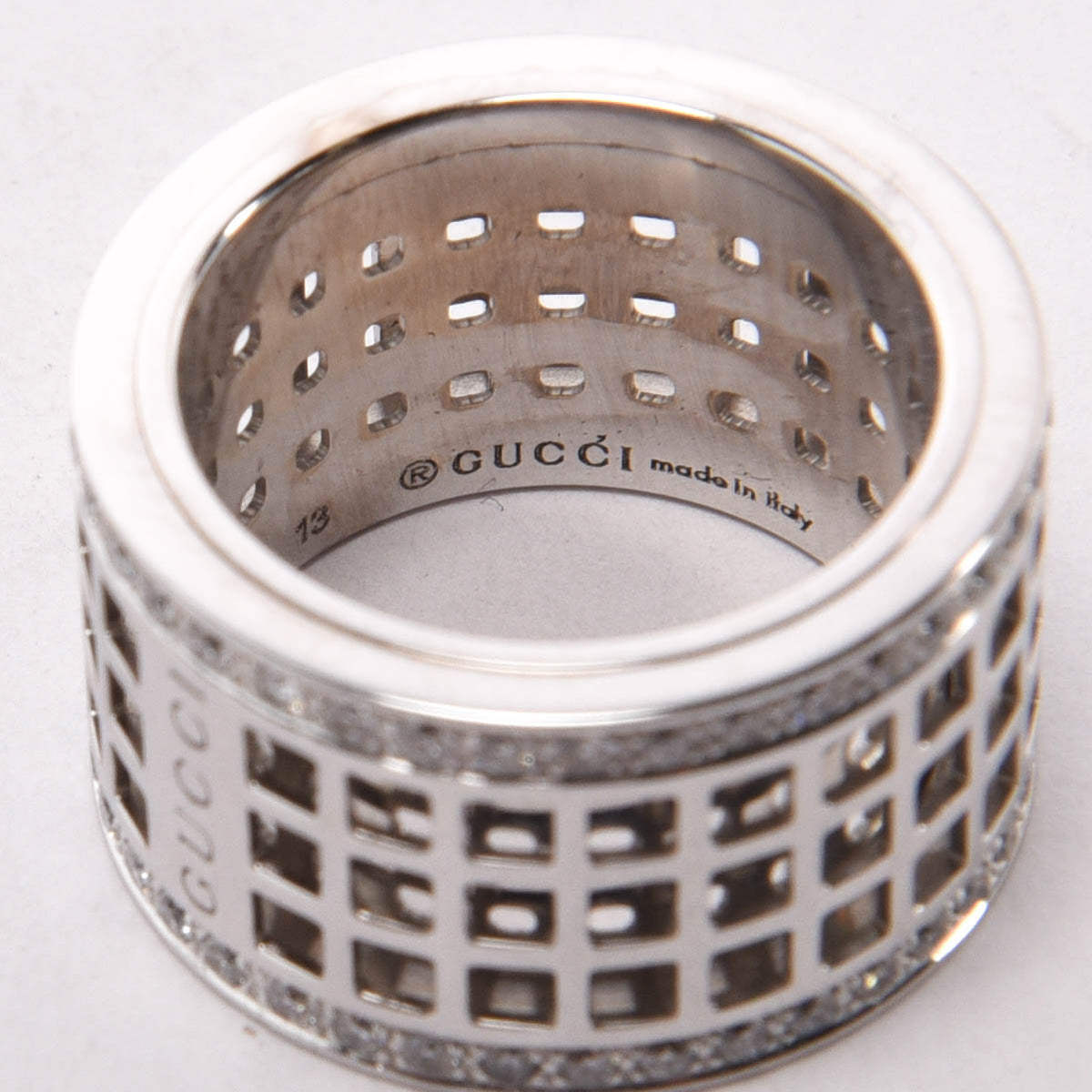 Gucci 18k White Gold & Diamond Spinning Band Ring