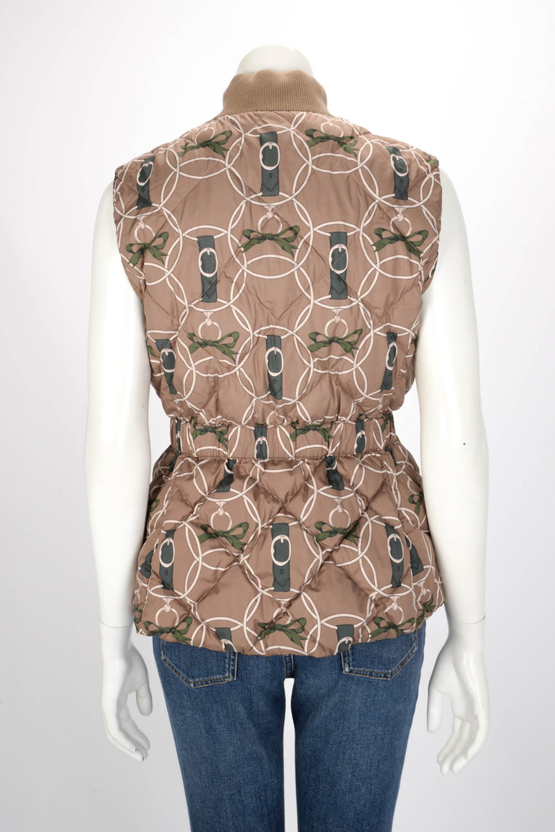 Hermes Khaki La Promenade du Matin Reversible Puffer Vest FR 40