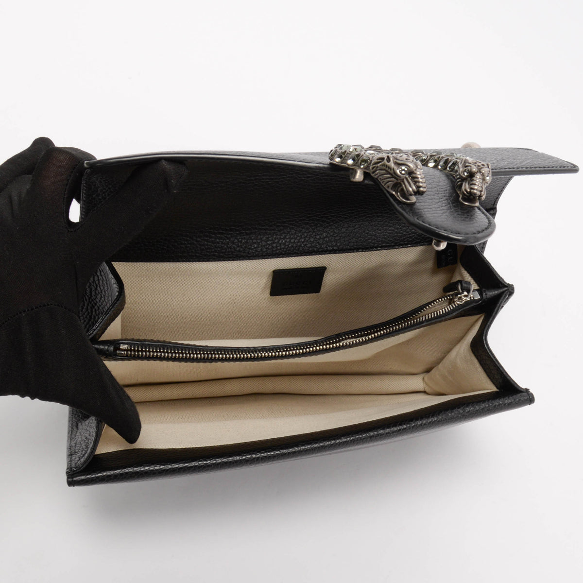 Gucci Black Grained Calfskin Dionysus Small Shoulder Bag