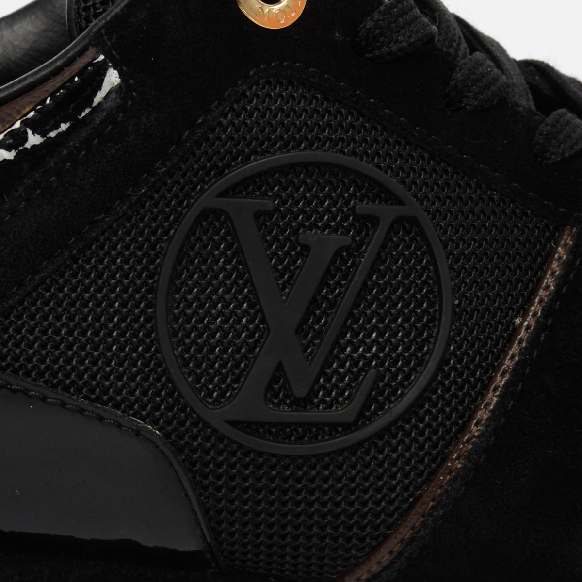 Louis Vuitton Black Suede & Monogram Run Away Sneakers 38