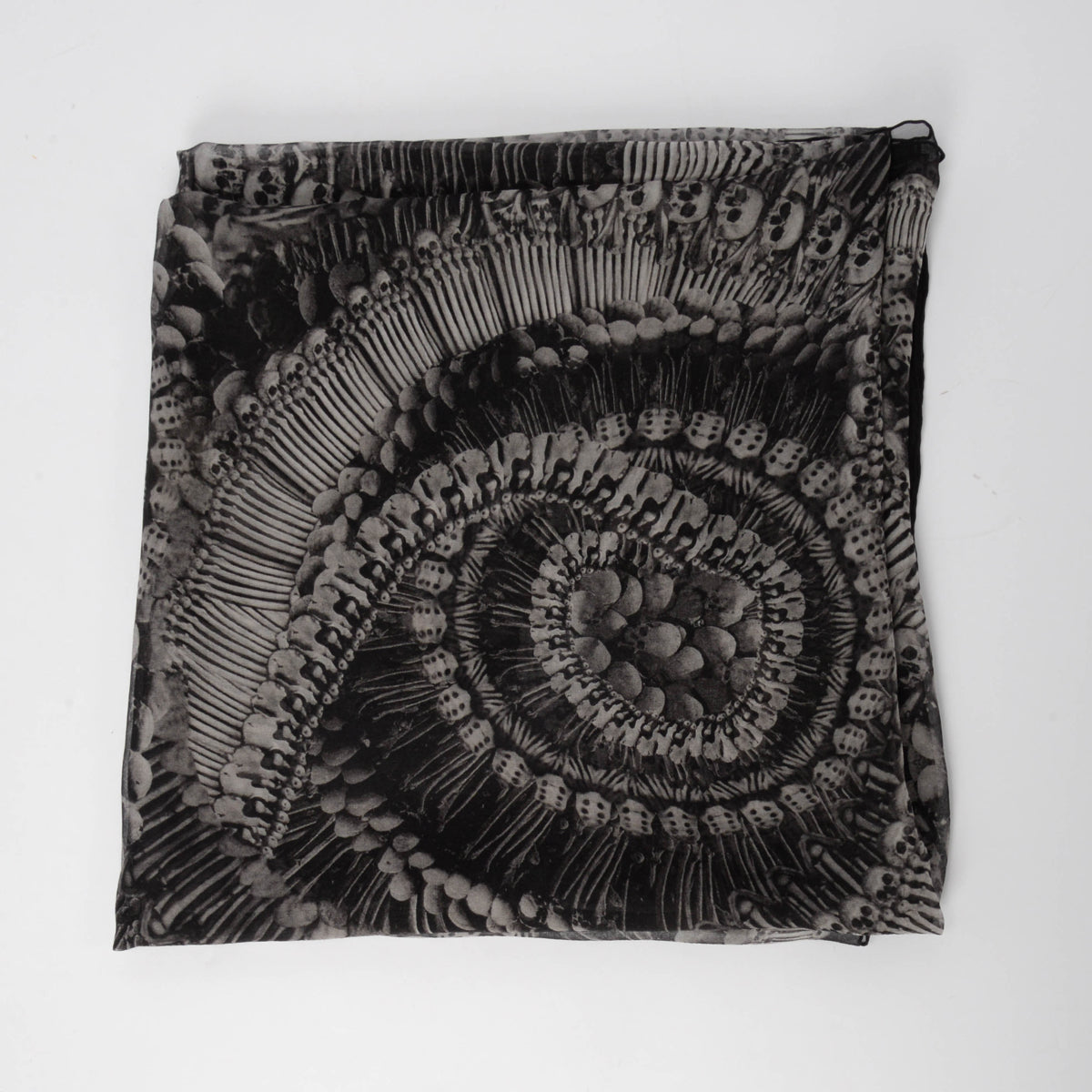 Alexander McQueen Black Silk Chiffon 2010 Catacombs Skull Scarf