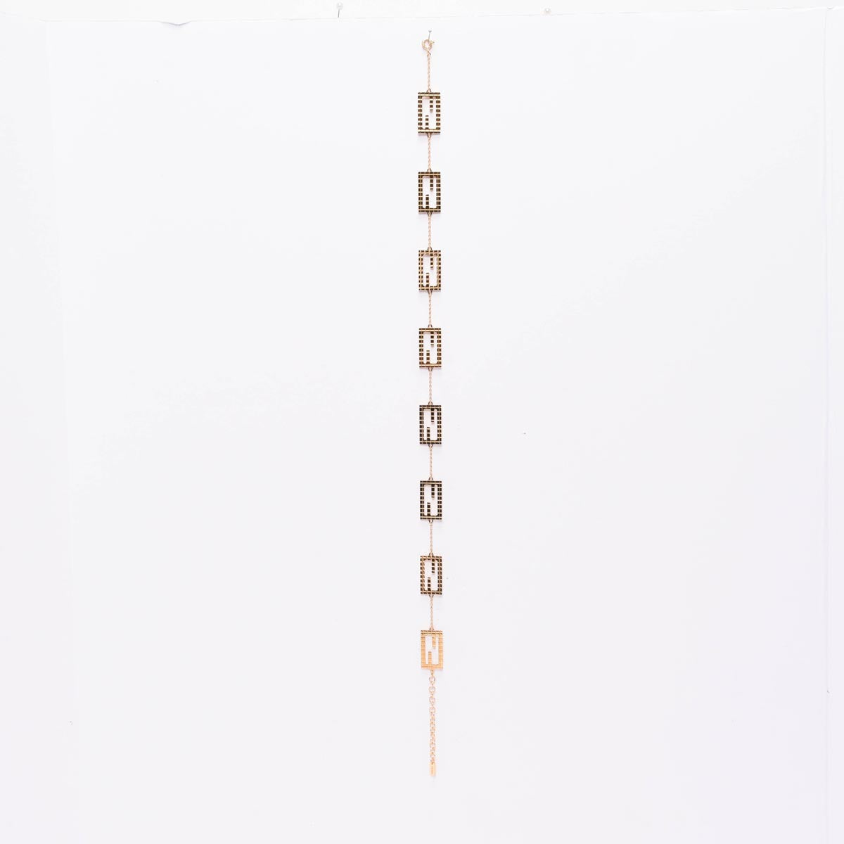 Fendi Gold Tone Metal Baguette Necklace