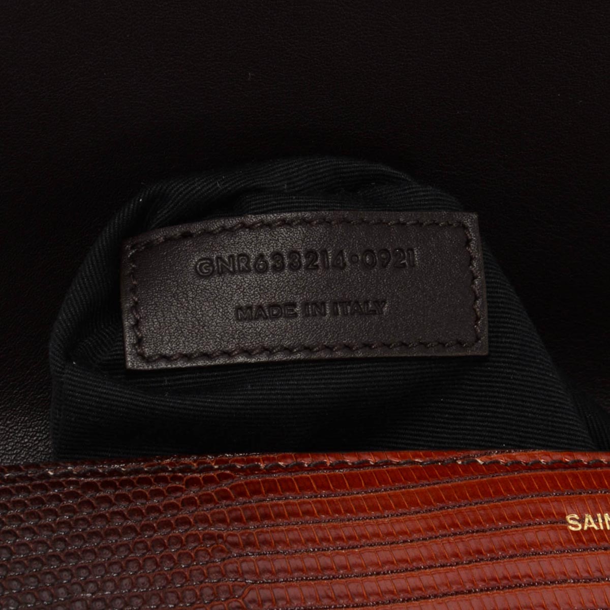 Saint Laurent Dark Brown Ombre Lizard Le Carre Bag