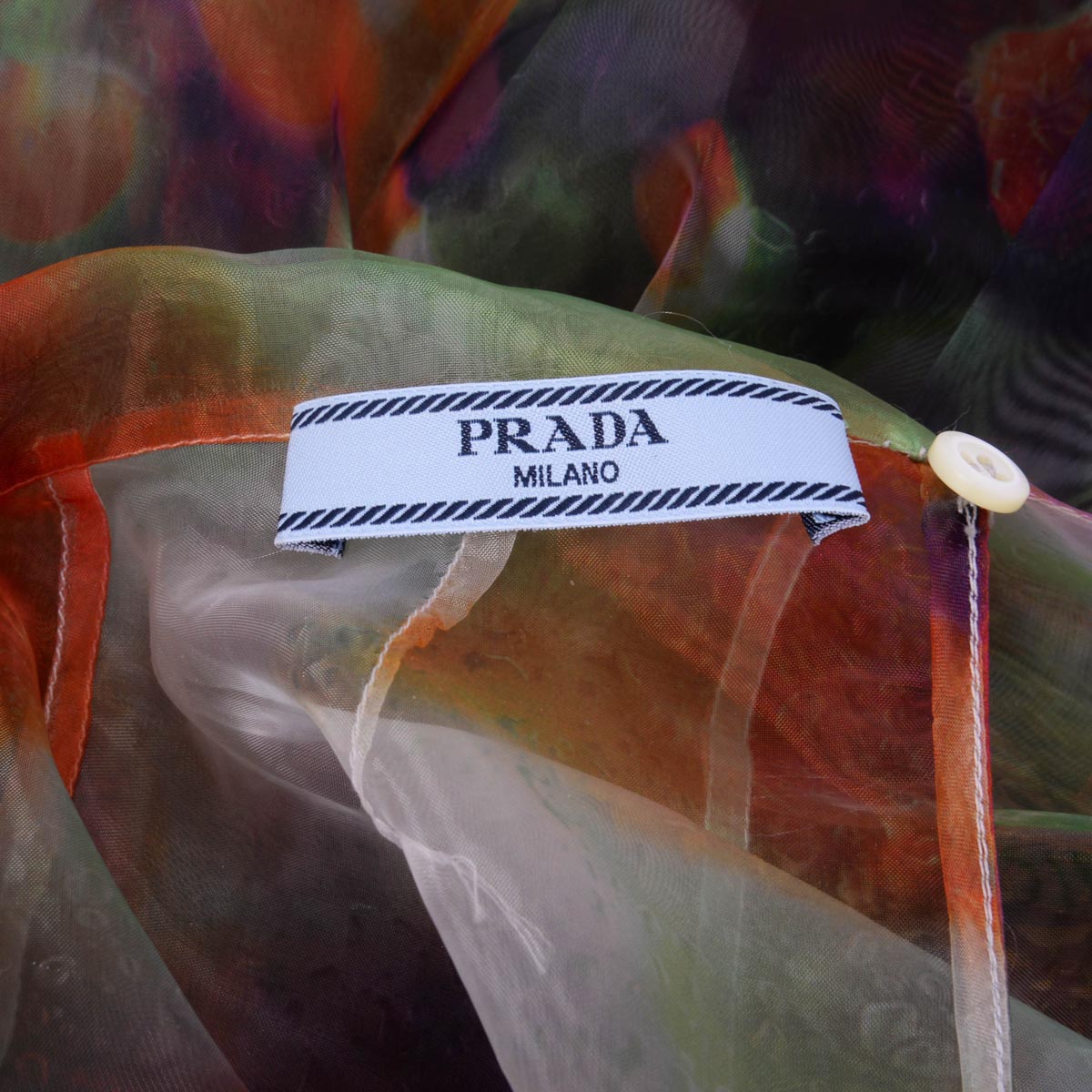 Prada Multi Colour Organza Pleated Dress IT 44