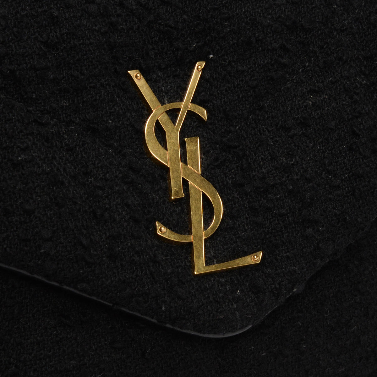 Saint Laurent Black Boucle Tweed Small Lou Lou Puffer Bag