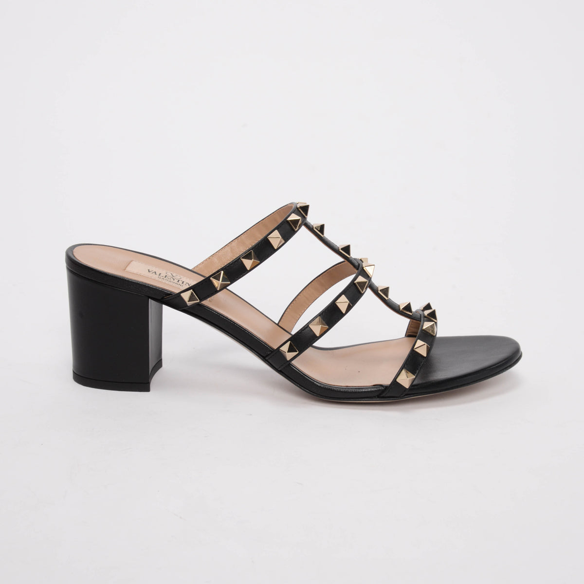 Valentino Black Calfskin Rockstud Sandals 41
