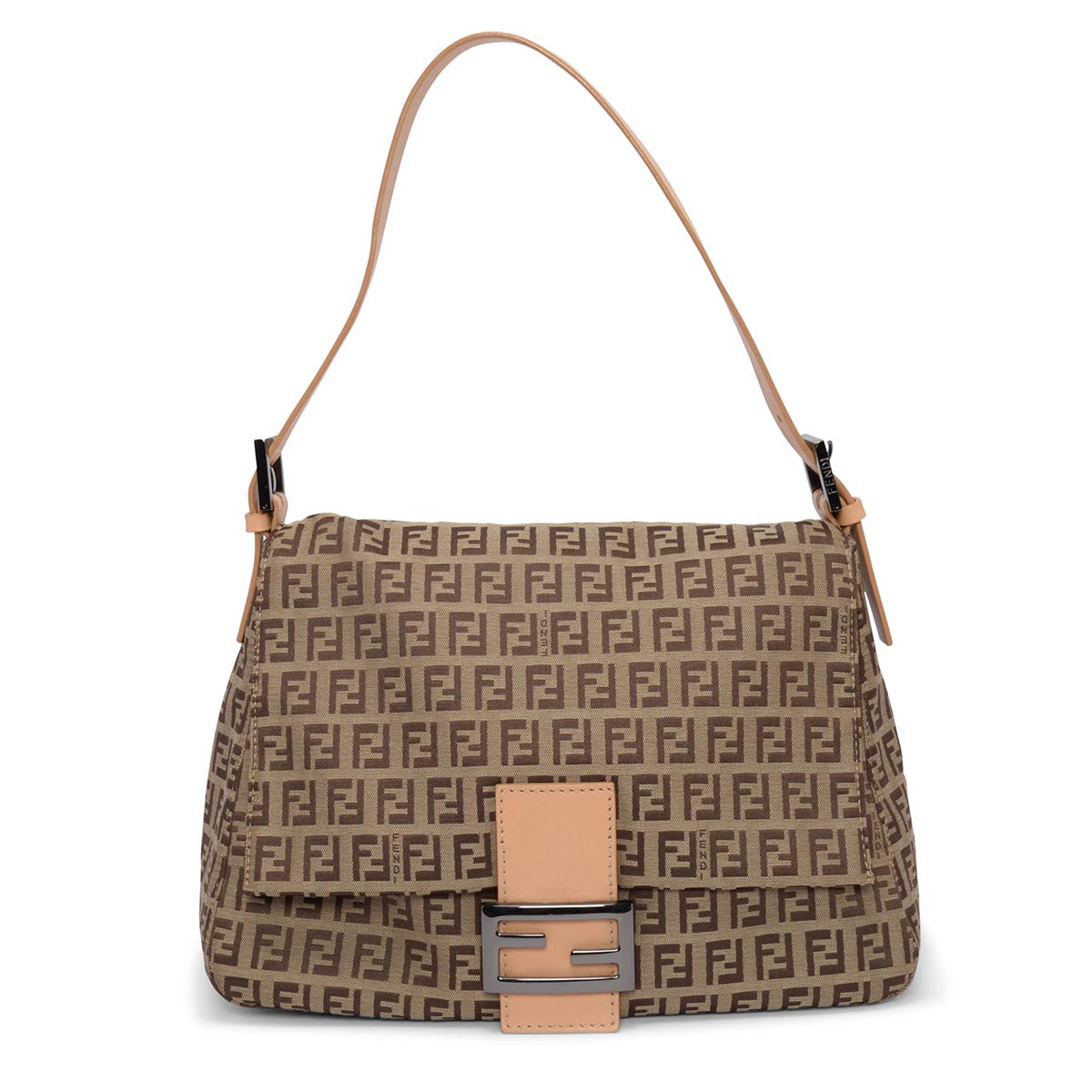 Fendi Brown Zucchino Canvas Mamma Baguette Bag