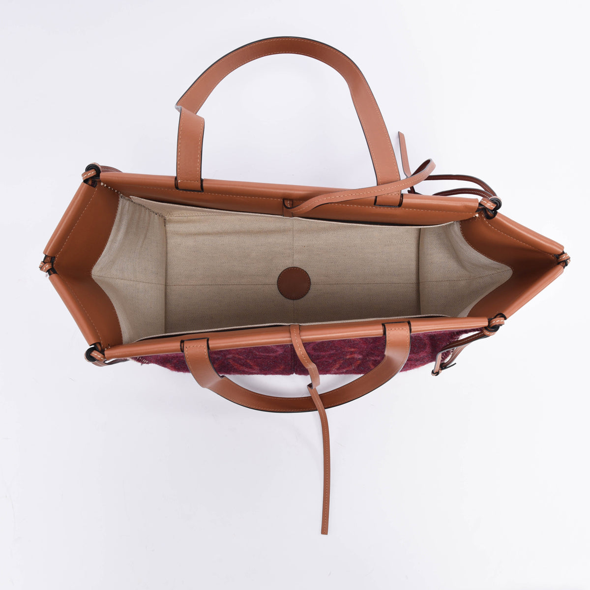 Loewe Burgundy Wool Anagram Cushion Tote