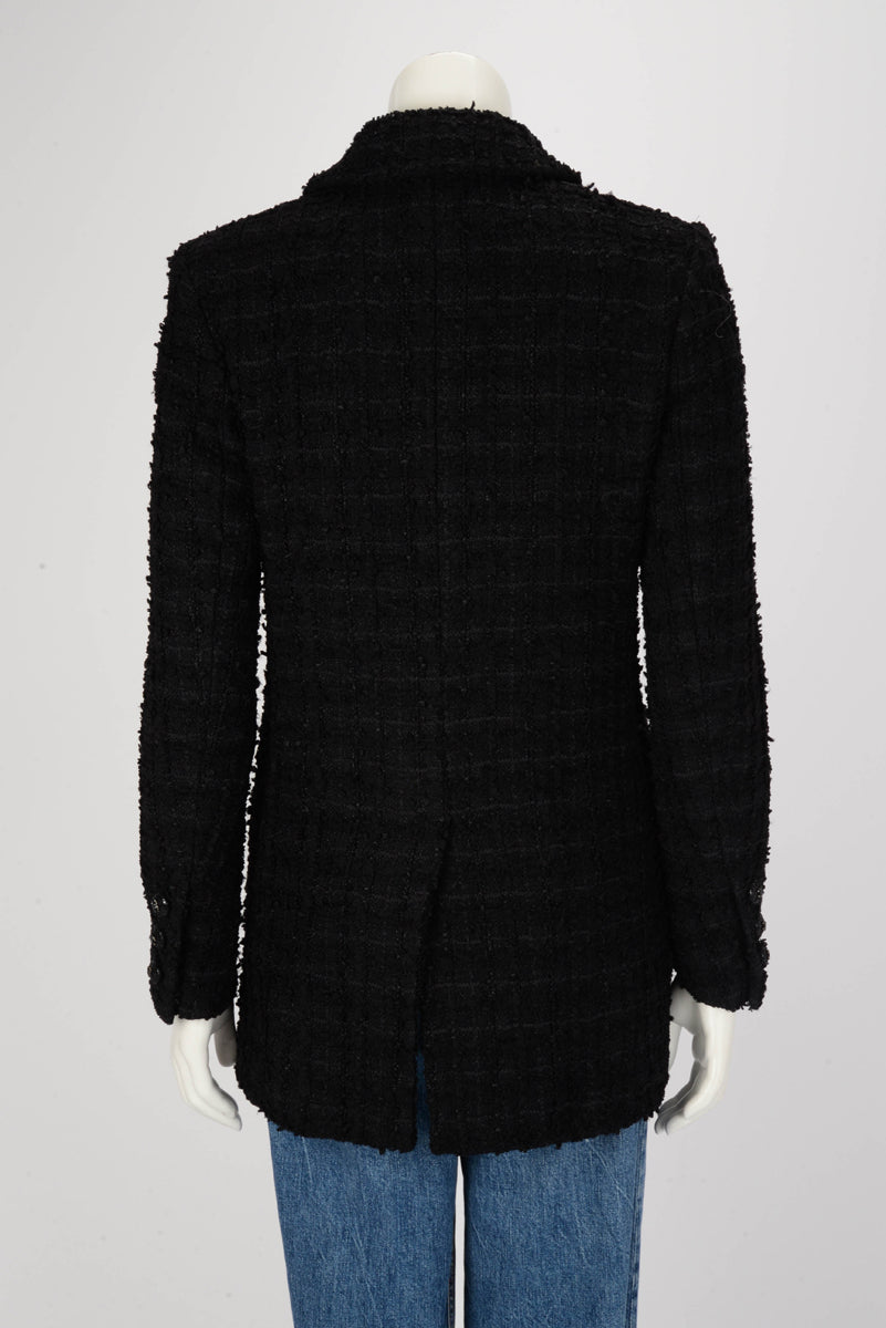 Chanel Black Fantasy Tweed D.B. Jacket FR 34