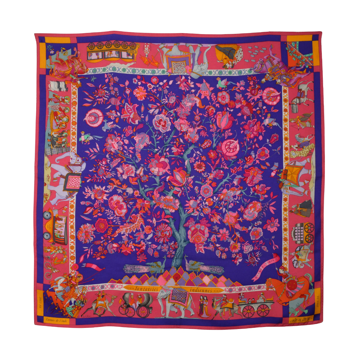 Hermes Purple Silk Fantaisies Indiennes Scarf