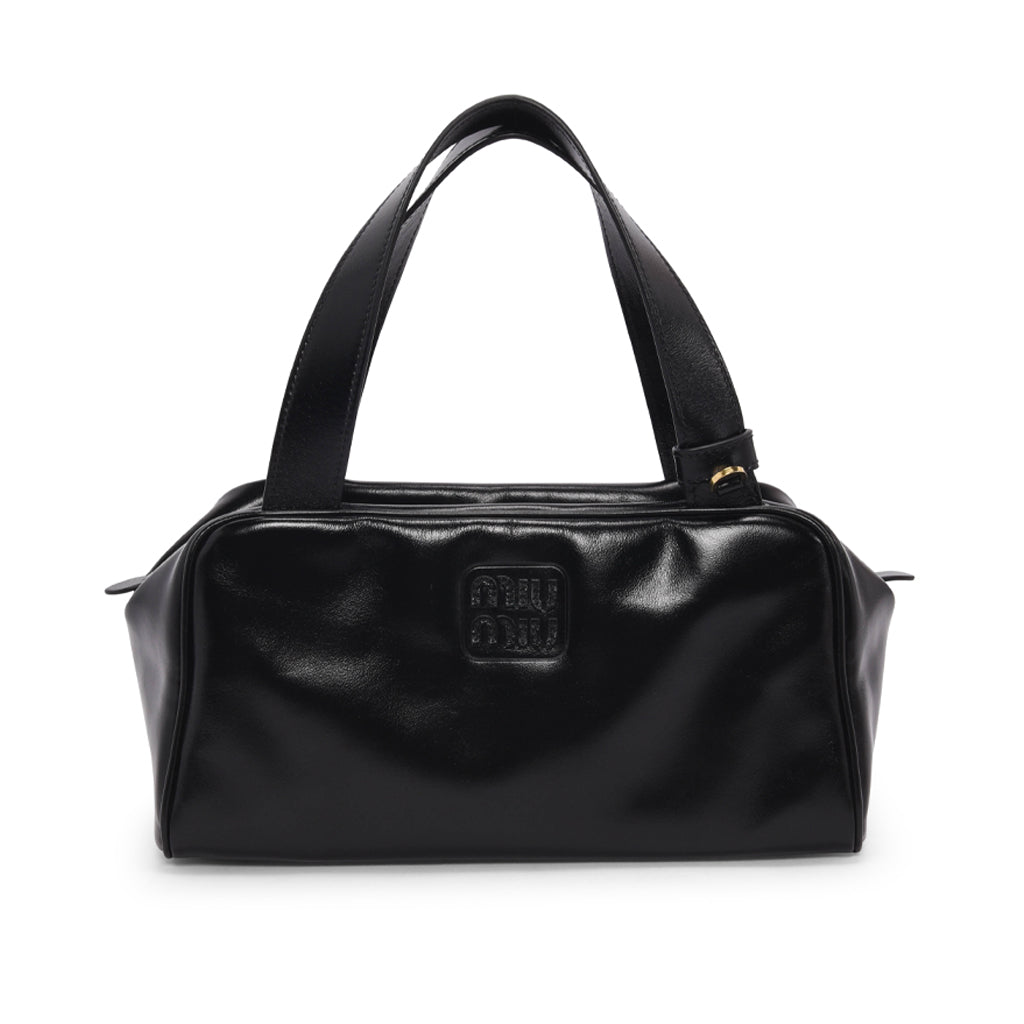 Miu Miu Black Soft Lux Bauletto Logo Bag