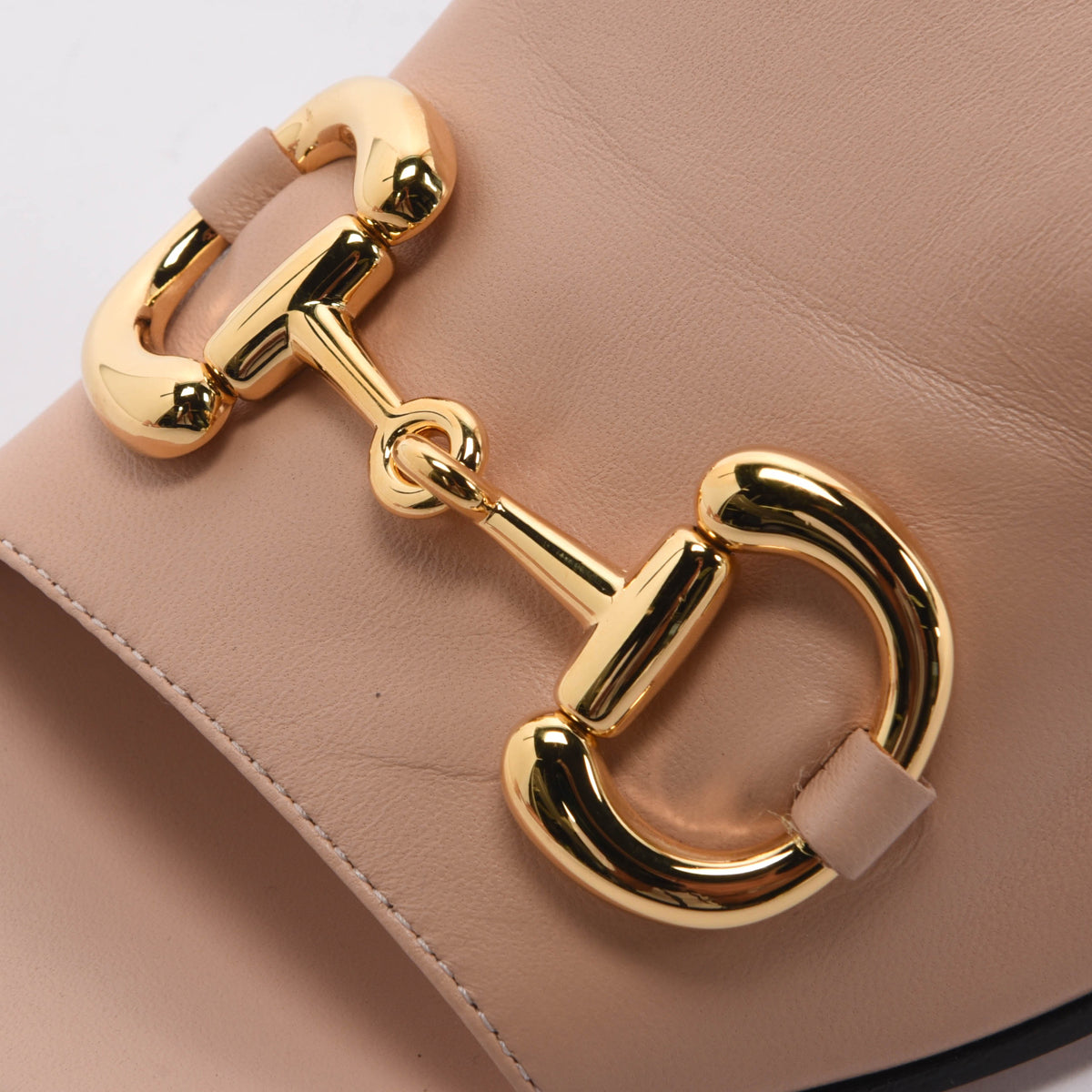 Gucci Pale Pink Calfskin Horsebit Slide Sandals 37.5