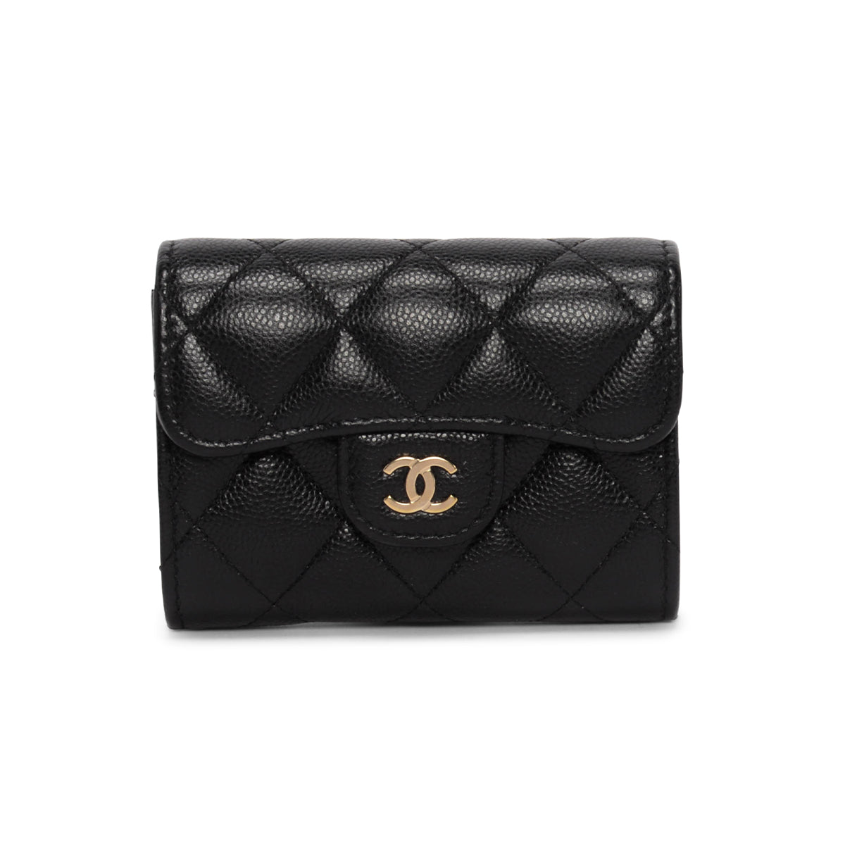 Chanel Black Quilted Caviar Classic Flap Card Holder