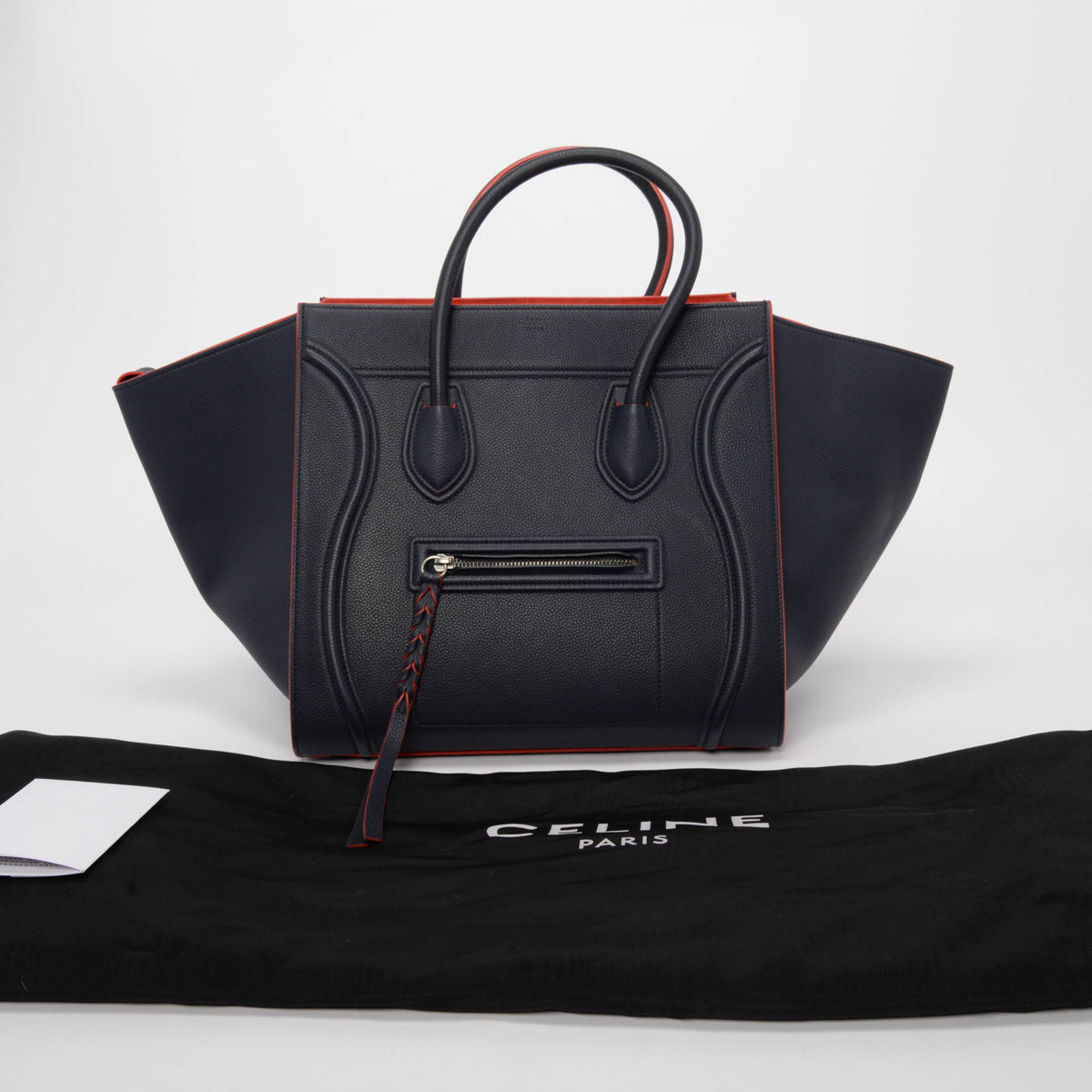 Celine Navy & Red Bullcalf Medium Phantom Luggage Tote