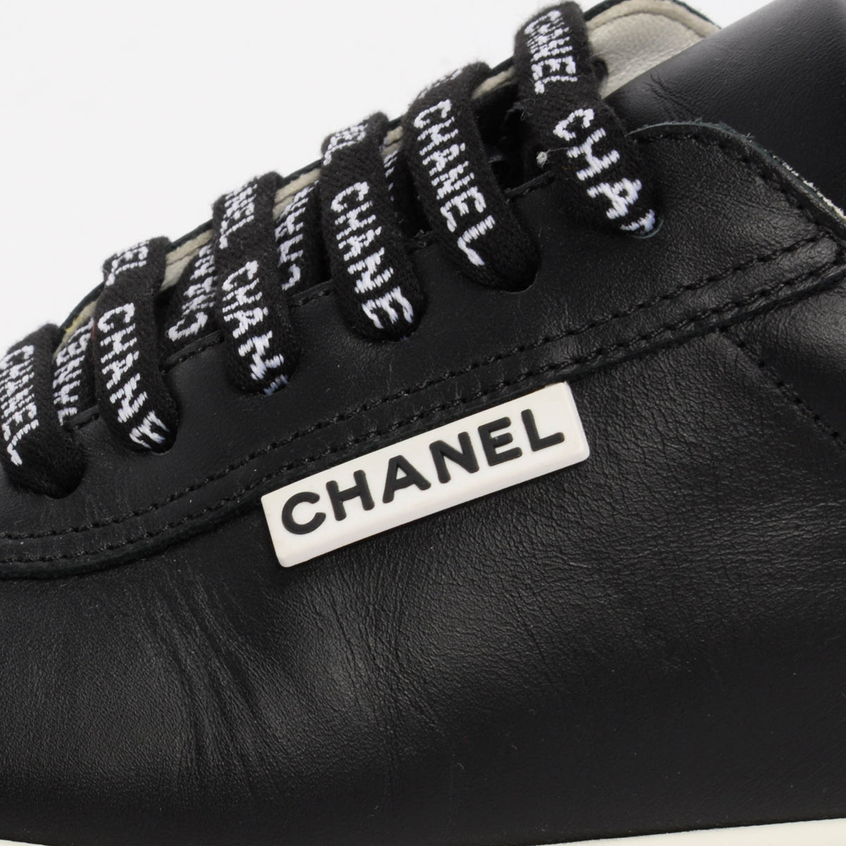Chanel Black Calfskin Weekender Logo Sneakers 36