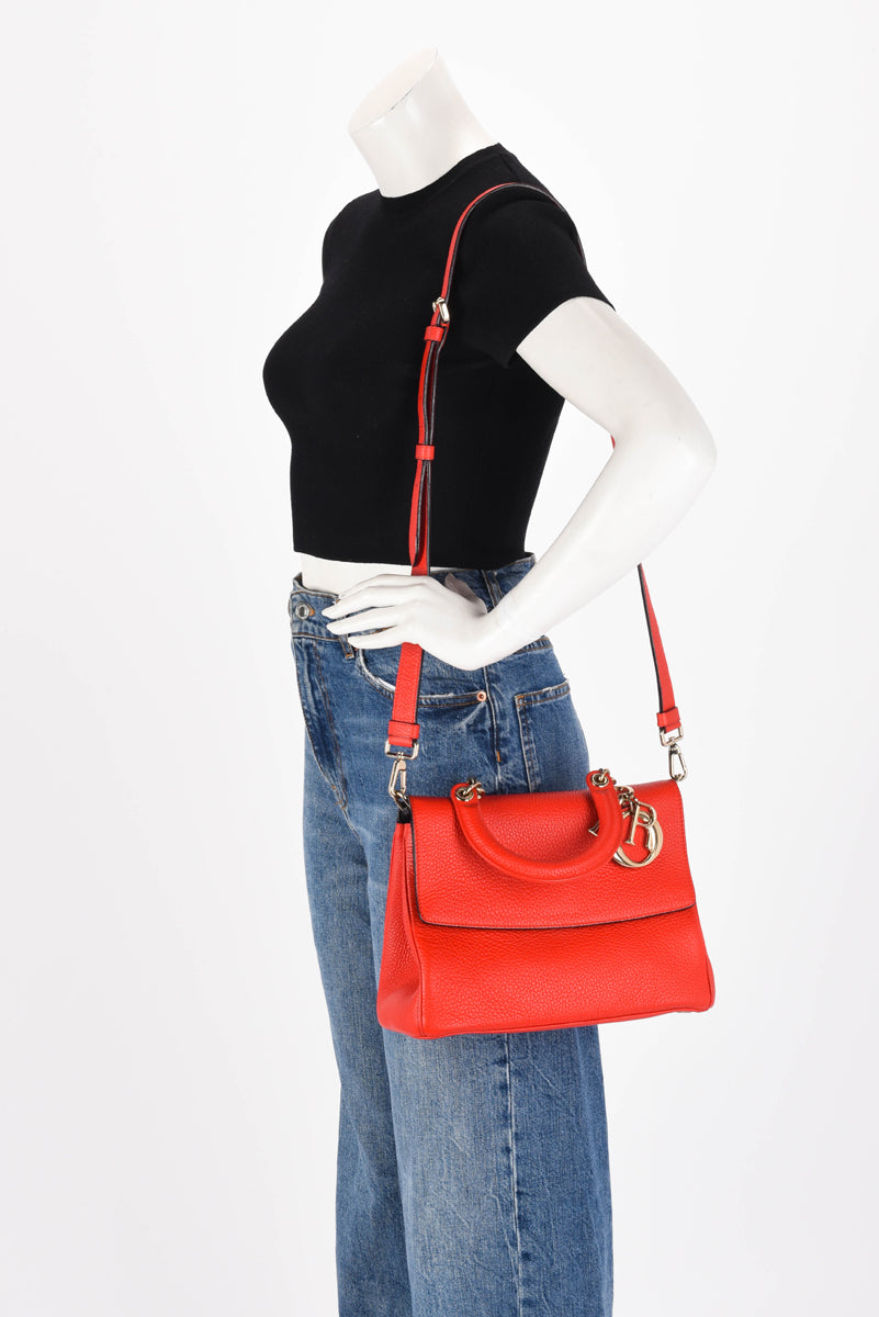 Dior Red & Navy Bullcalf Be Dior Small Flap Bag