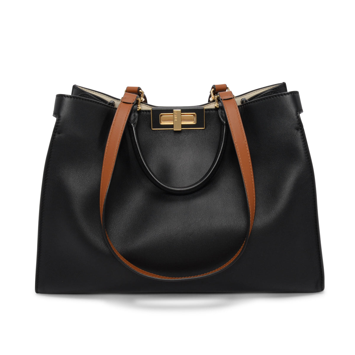 Fendi Black & Brandy Vitello Small Peekaboo X-Tote