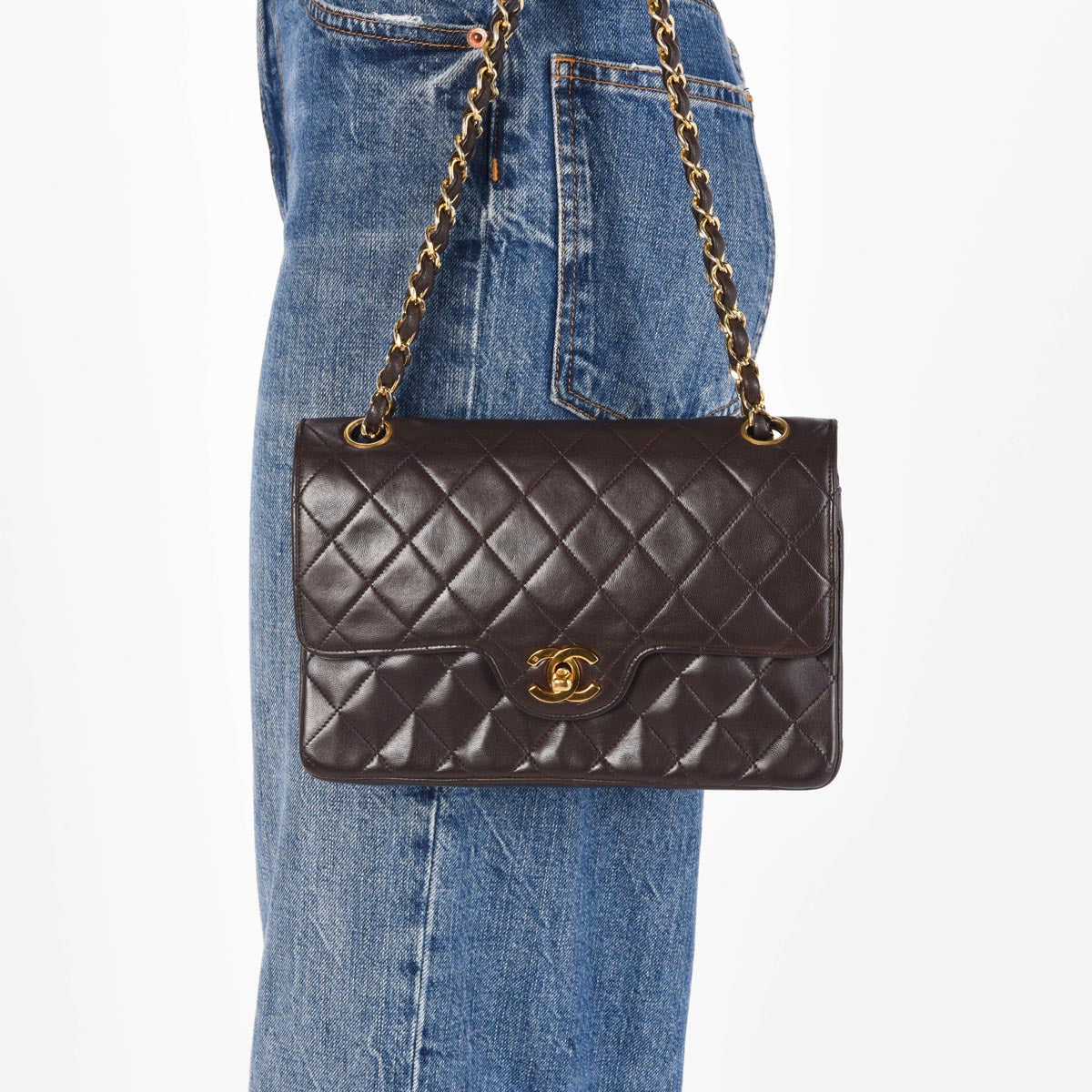 Chanel Vintage Brown Quilted Lambskin Small Flap Bag