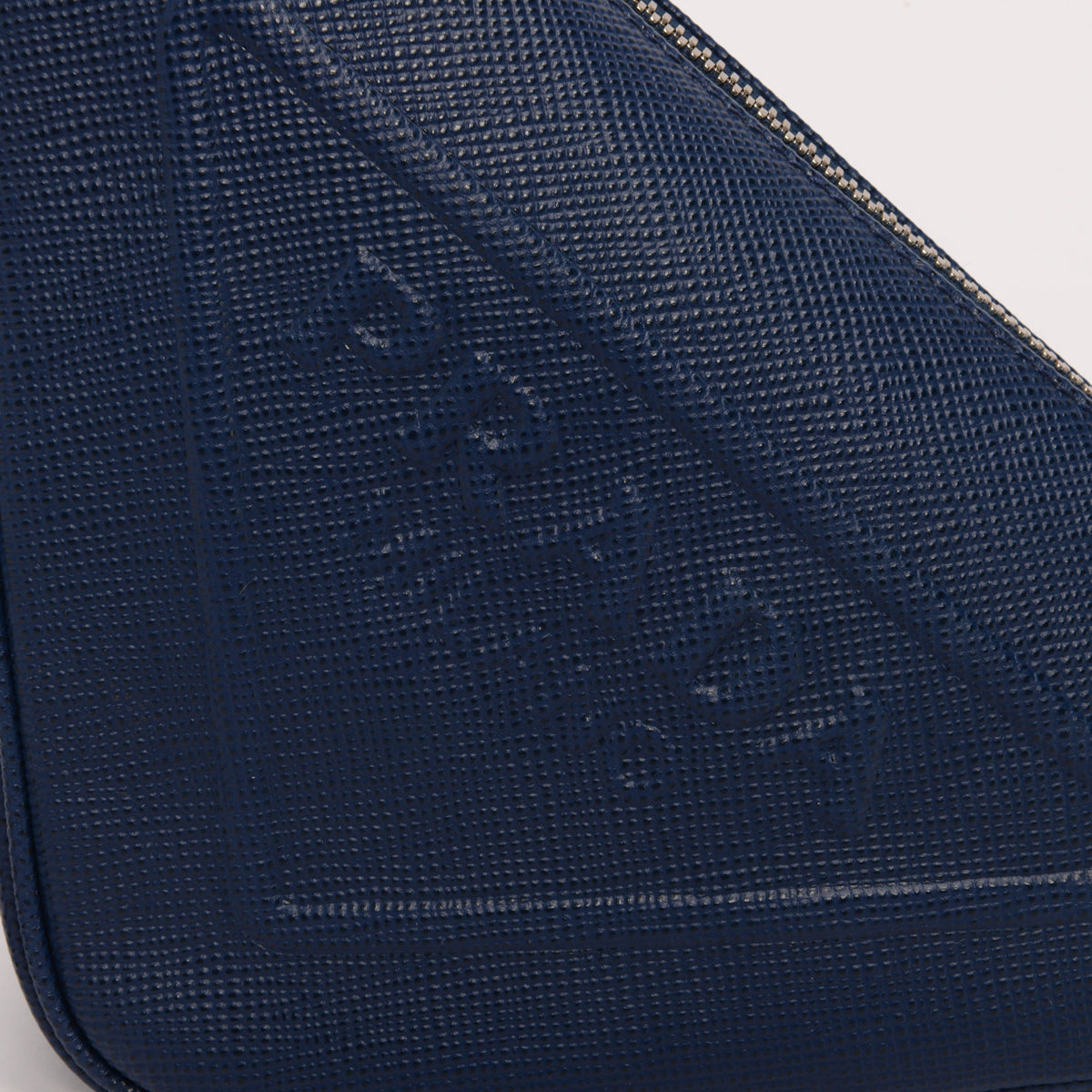 Prada Blue Saffiano Prada Triangle Wristlet