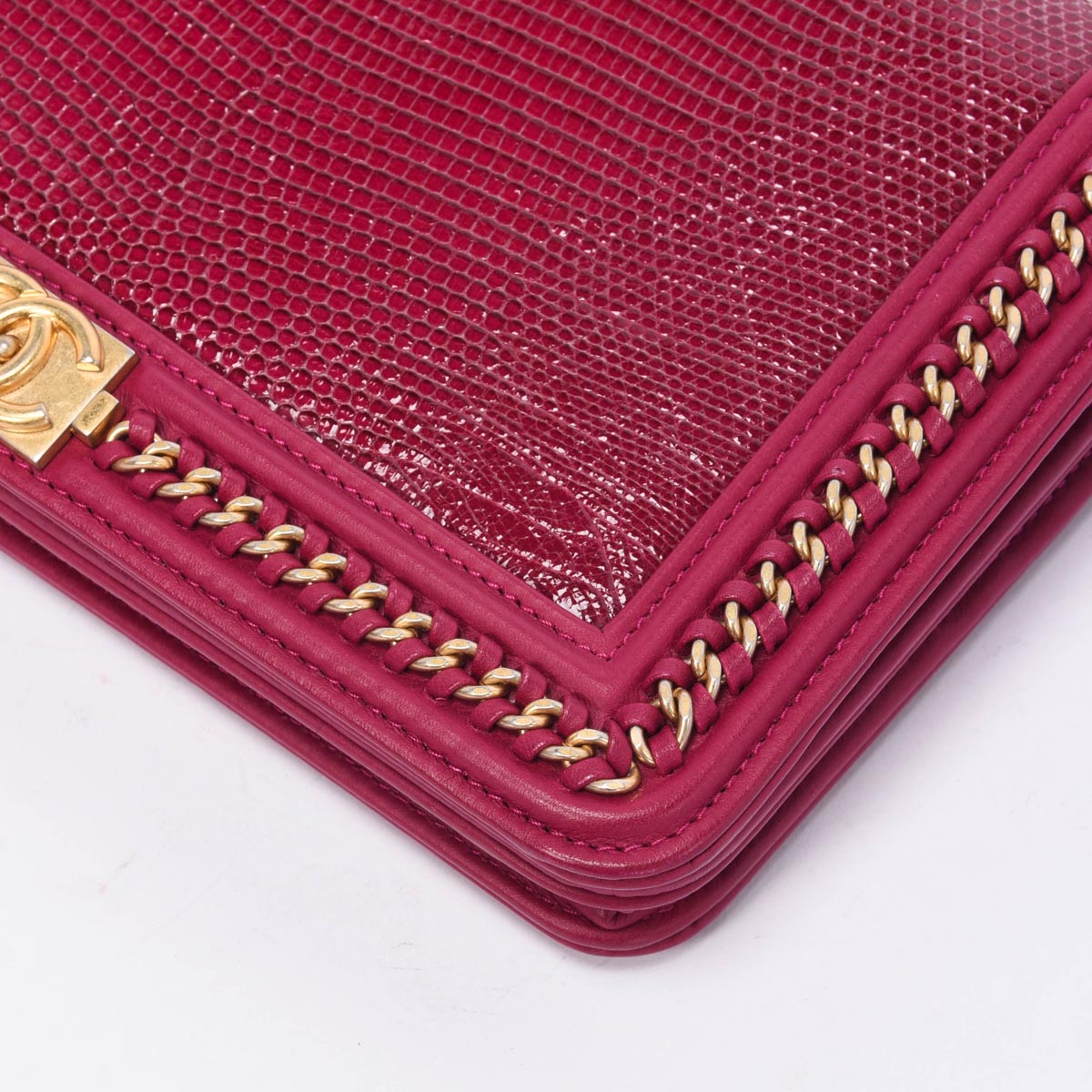 Chanel Magenta Lizard & Lambskin Chain Around Boy WOC