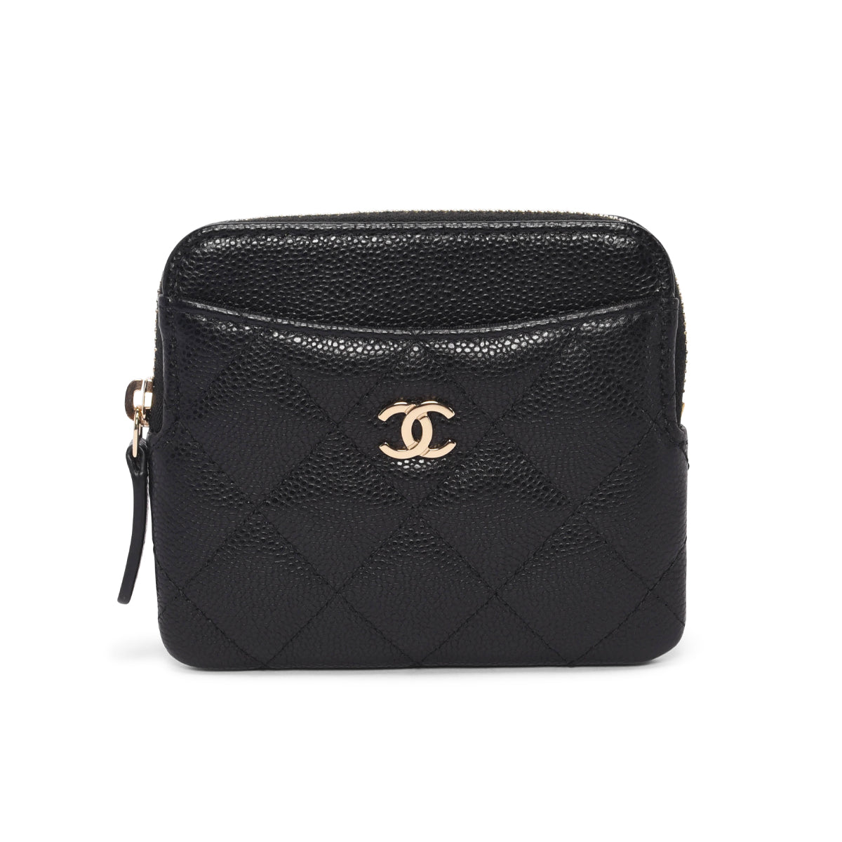 Chanel Black Caviar Classic Zip Square Card Holder
