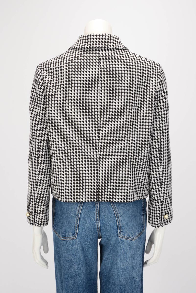 Dior Black & White Wool Houndstooth Jacket FR 40