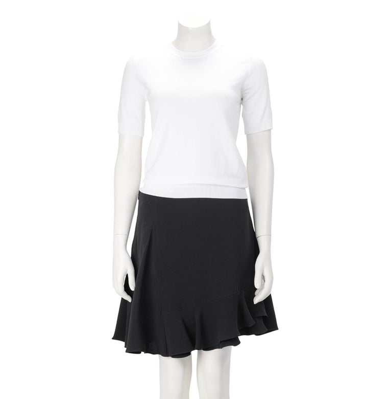 Dior Black Silk Crepe Ruffle Hem Skirt FR 40