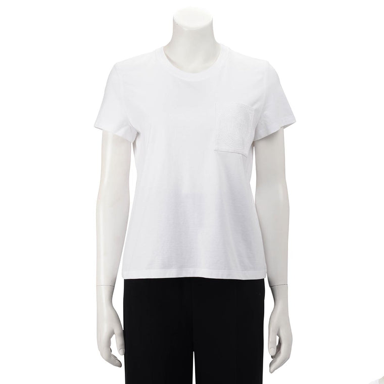 Hermes White Cotton Mosaique H Embroidered T-Shirt FR 40