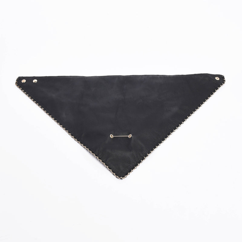 Chanel Black Quilted Lambskin CC Brooch Bandana Scarf - Blue Spinach