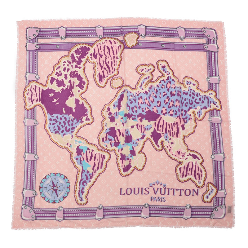 Louis Vuitton Pink & Purple Cashmere World Square Shawl 86.5 - Blue Spinach