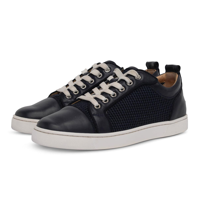 Christian Louboutin Navy Leather Louis Junior Orlato Sneakers 40 - Blue Spinach