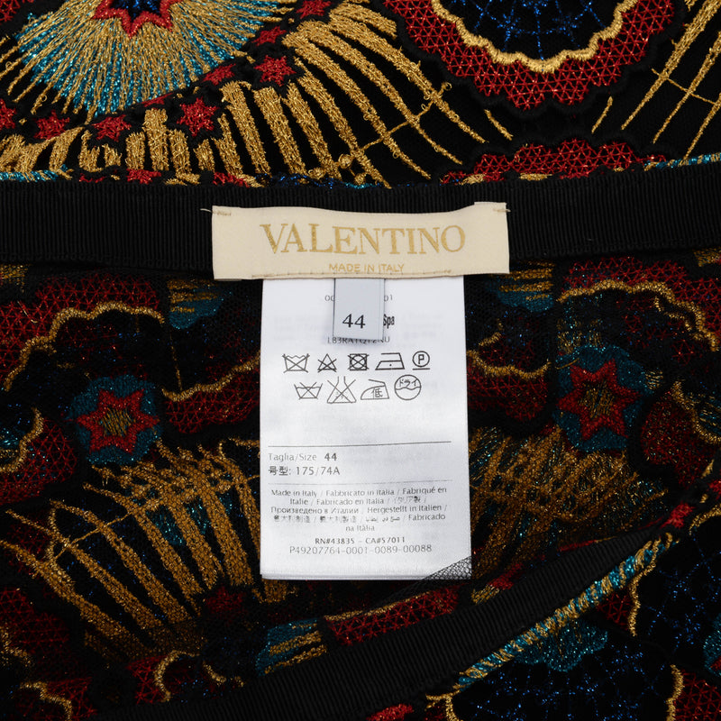 Valentino Multicolour Macrame Volcano & Star Skirt IT 44 - Blue Spinach