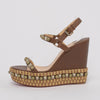 Christian Louboutin Brown Pyraclou Studded Wedges 39.5 - Blue Spinach
