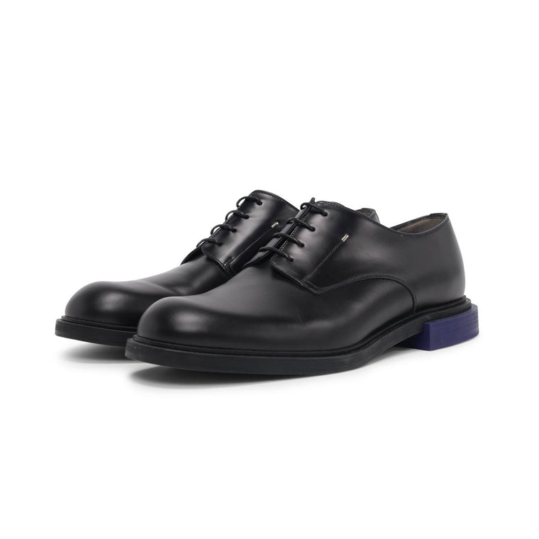 Fendi Black Leather Contrast Heel Lace-Up Shoes UK 7