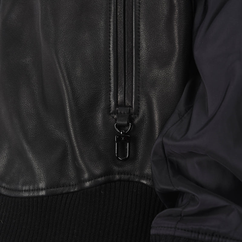 Louis Vuitton Black Leather & Nylon Reversible Bomber Jacket FR 52 - Blue Spinach