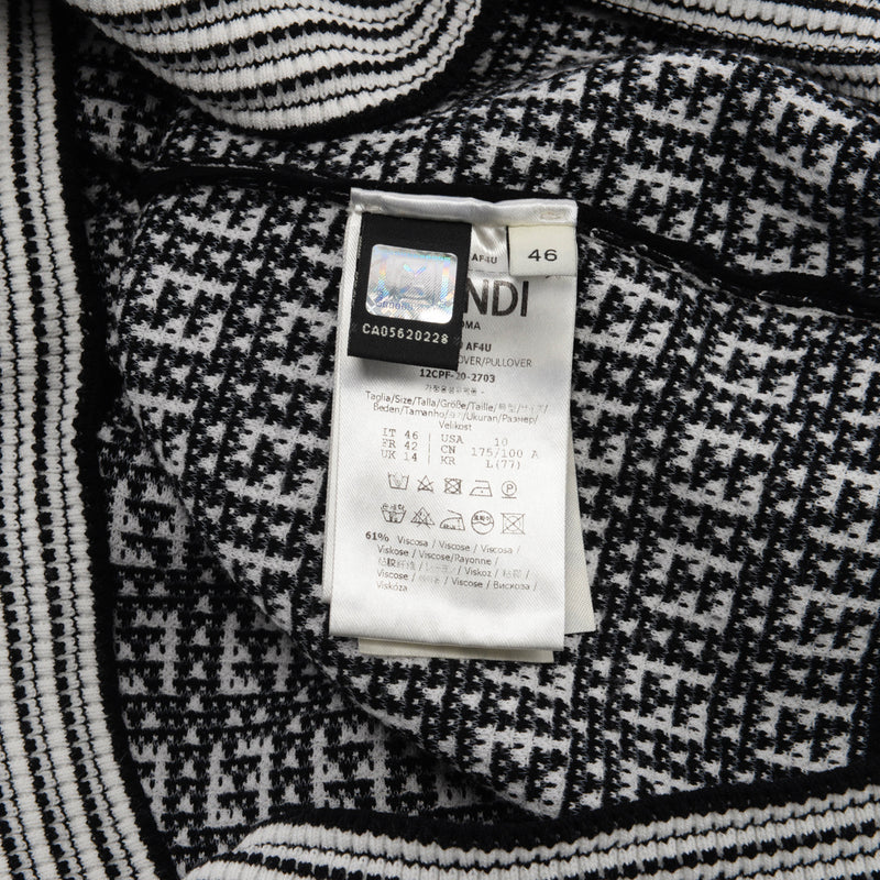 Fendi White & Black FF Jacquard Short Sleeve Top IT 46 - Blue Spinach