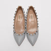 Valentino Grey Pebbled Leather Rockstud Wedges 35 - Blue Spinach