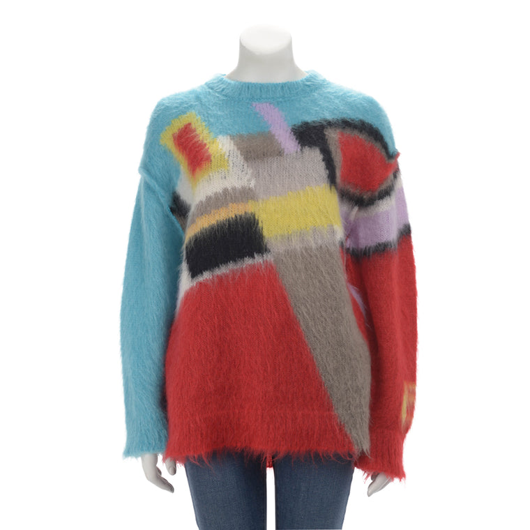 Fendi Multi Colour Mohair Geometric Sweater IT 42