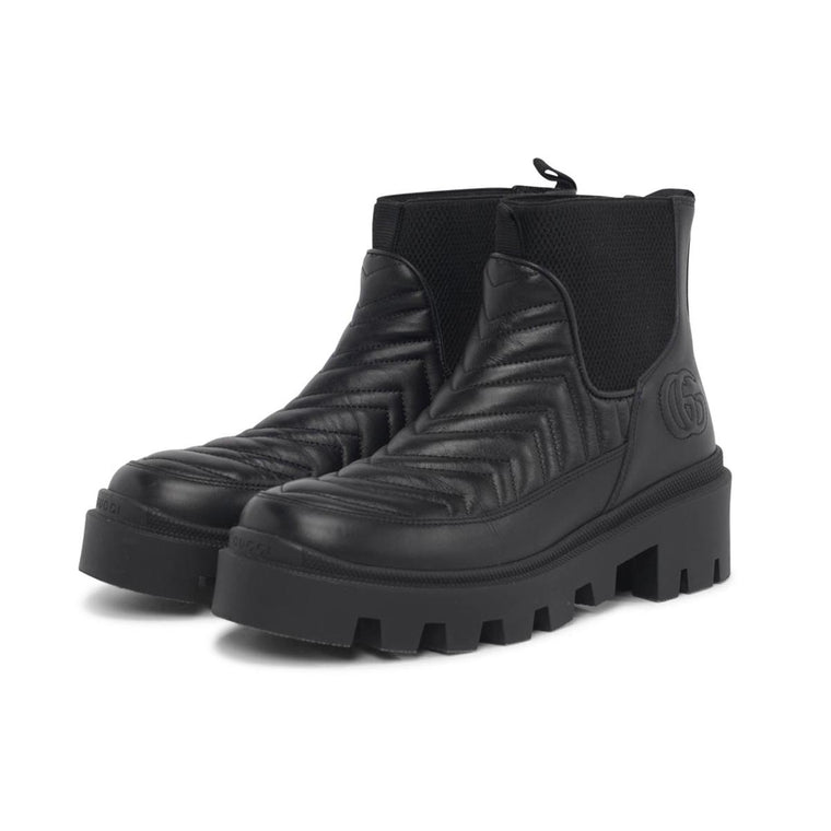 Gucci Black Matelasse Chelsea Boots 37.5