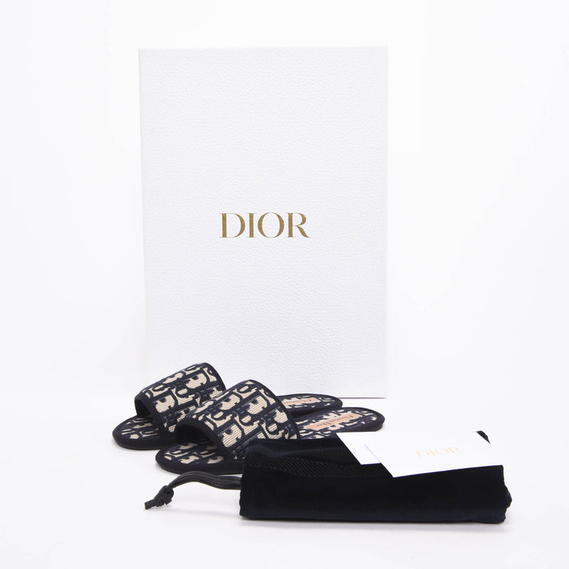 Dior Deep Blue Oblique Dior Chez Moi Slides 35 - Blue Spinach