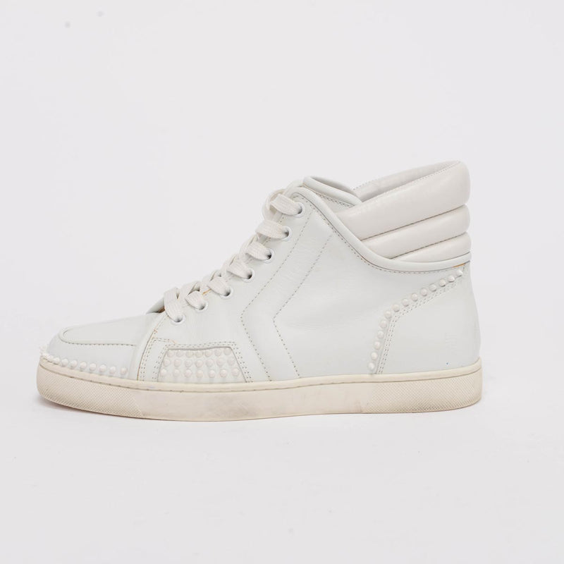 Christian Louboutin White Calfskin Sporty Dude Sneakers 41 - Blue Spinach