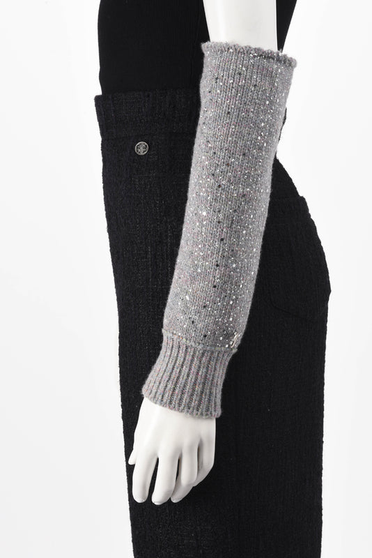 Chanel Grey Sequin Knit Arm Warmers M - Blue Spinach