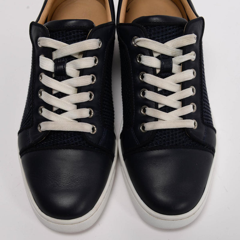 Christian Louboutin Navy Leather Louis Junior Orlato Sneakers 40 - Blue Spinach