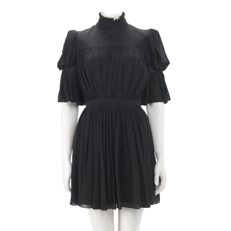 Louis Vuitton Black Silk Crepe Fluid Dress FR 38