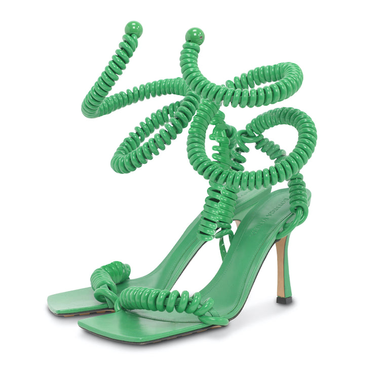 Bottega Veneta Grass Green Wire Stretch Sandals 39