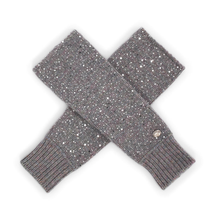 Chanel Grey Sequin Knit Arm Warmers M