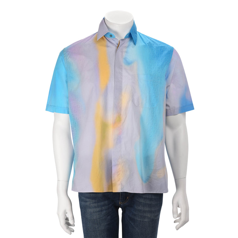 Fendi Aqua Cotton Sunrise Print Shirt 39